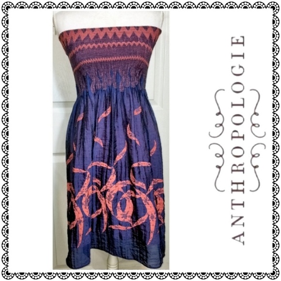 Anthropologie Dresses & Skirts - {Anthropologie} purple/orange strapless dress, OS